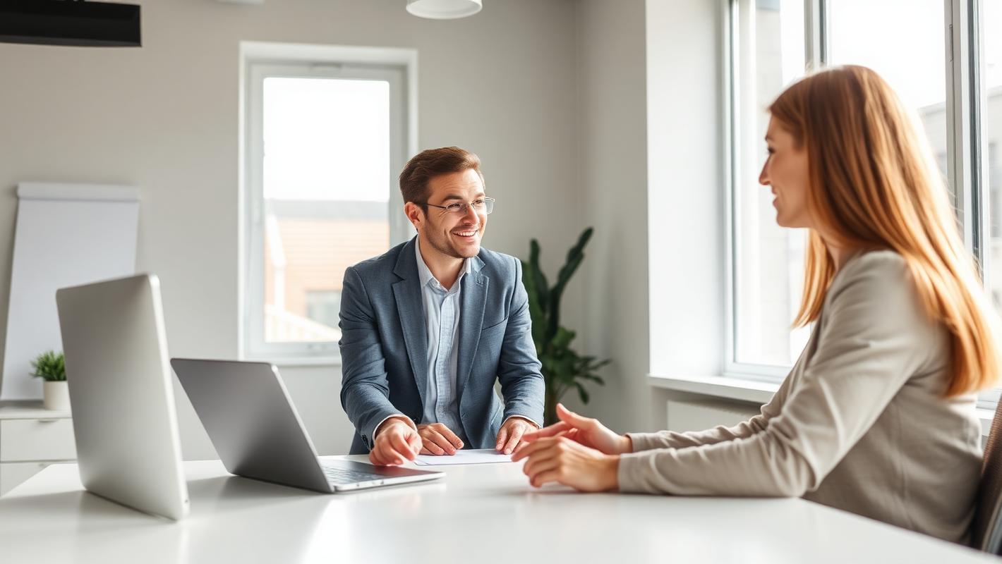 Maya Chen meeting with a client